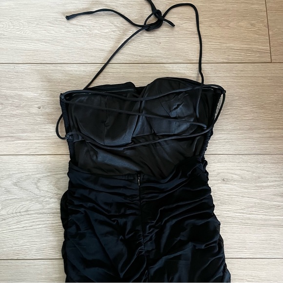 New Princess Polly Undiscovered black strappy tie up mini dress Size 6 - Picture 9 of 10